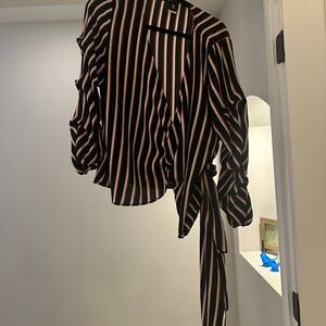 Striped Wrap Blouse ❤️🖤